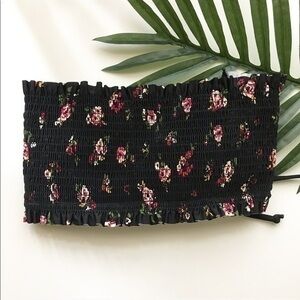 💗Floral black bikini top